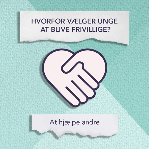 Instagram-opslag til Ungdommens Røde Kors, hvor der står: Hvorfor vil unge blive frivillige?, efterfulgt af en ikon og derefter en tekst der lyder: At hjælpe andre.